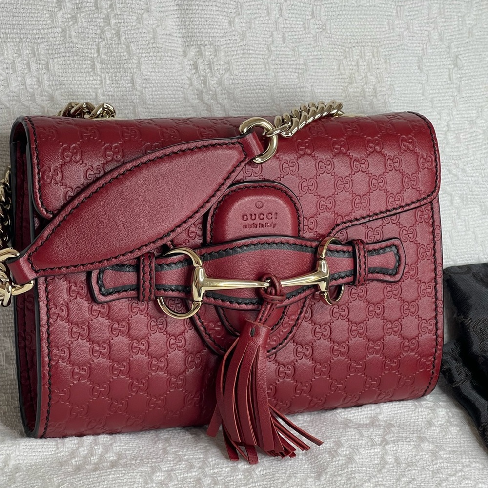 GUCCI microguccissima leather MINI Emily shoulder bag burgundy